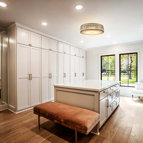 5-Light Modern Gold Crystal Flush Mount Ceiling Light Fixture